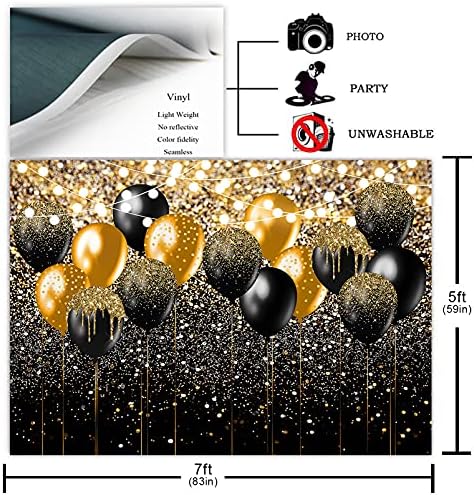 שחור וזהב גליטר רקע עבור יום הולדת חתונה לנשף סיום צילום רקע מסיבת גליטר זהב שחור בלון מסיבת קישוטי