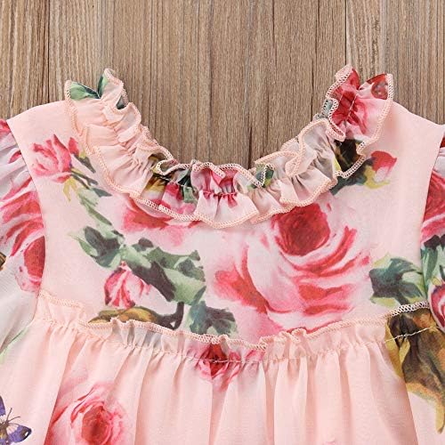 פעוטות תינוקות תינוקות הדפס פרחים ראפלס שמלת נסיכה תלבושת בגדים