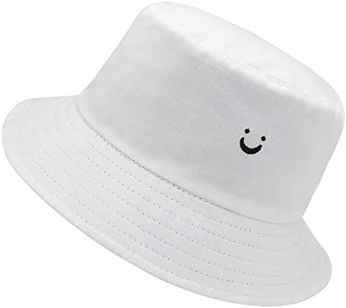 כובע דלי יוניסקס חיוך כותנה פנים פנים רקמה כובע הפיך דלי דלי חוף כובע שמש חיצוני כובע חיצוני