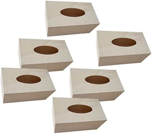 כיסוי קופסאות רקמות ריקות של Stobok, קופסאות רקמות מעץ לא גמורים DIY קופסאות רקמות מלבניות בעבוד