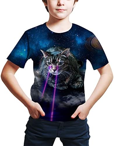 ילדי הדפסת 3 ד גלקסי חתול מצחיק גרפי דפוס טיז חולצות עבור נוער בני בנות 4-14 שנים
