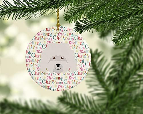 אוצרות קרוליין WDK1489CO1 בולונזה קישוט קרמיקה לחג המולד שמח, רב -צבעוני, קישוטים לעץ חג המולד, קישוט תלוי