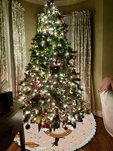 Xollar 48 אינץ 'גדול חצאית חג המולד חצאית חצאית שחורה דלעת קשת, קישוטים לעץ חג המולד לחג מסיבת החורף