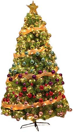סט עצי חג מולד מלאכותיים של יומו, הצפנה מחטי אורן חג המולד עץ אורן עם בסיס מתכת לקישוט פנים וחוץ-ירוק 300