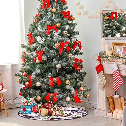 גולגלות פרחי נחש עץ חג המולד מחצלת עץ אטום עץ עץ מגש שטיח מחצלת מתחת לאביזר עץ חג המולד לקישוטי מסיבת חג חג