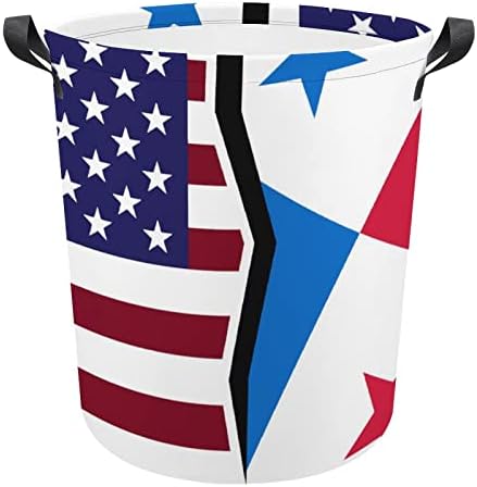 אמריקאי ופנמה דגל סל כביסה סל כביסה שקית אחסון תיק מתקפל גבוה עם ידיות