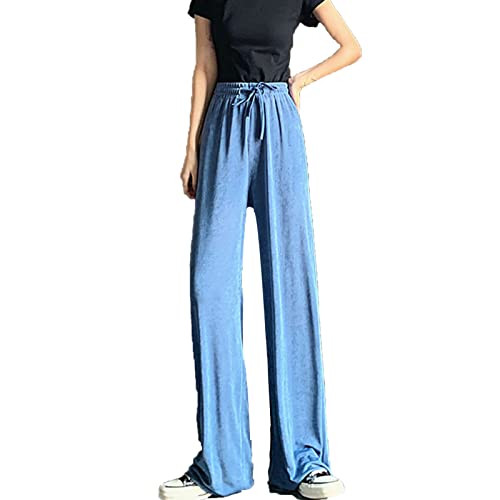 מכנסיים ארוכות רגל ישרות של נשים מכנסיים מותניים אלסטיים מכנסיים מתלקחים מכנסי טרנינג קל משקל קלים