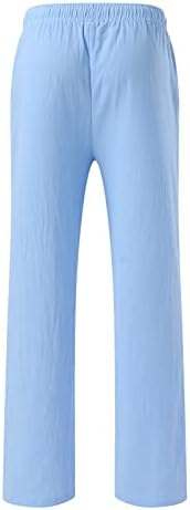 מכנסי פשתן כותנה של Meymia Mens Simply משקל קל משקל קל משקל עם מותניים מחודדים מחודדים עם כיסים
