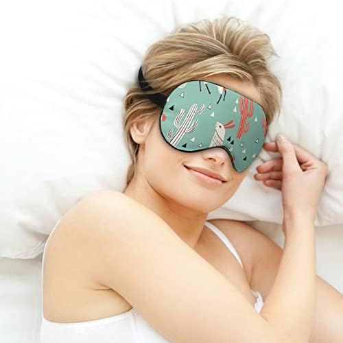 לאמות מקסימות על מסכת עיניים בהדפס ירוק חסימת שינה חוסמת עם רצועה מתכווננת לטיולים משמרת שינה
