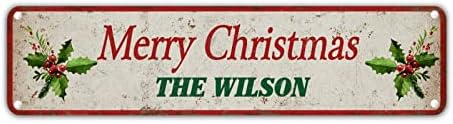 חג מולד שמח שלט מתכת וינטג 'שלטי שם מותאם אישית שלטי וילסון פרח וילסון זרים פוסטר ברזל ציור דלת קדמית