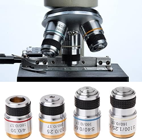 אביזרי מיקרוסקופ שקופיות מיקרוסקופ מעבדה 4 10 40 100 עדשה אובייקטיבית אכרומטית למיקרוסקופ ביולוגי 185