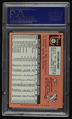 1969 Topps 485 Wn Gaylord Perry San Francisco Giants PSA PSA 8.00 Giants