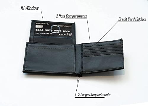 ארנק שחור - פרימיום 10 כיס לייזר חקוק צוות לוגו על טבעוני עור-מינימליסטי עיצוב, להעיף מזהה חלון, אשראי כרטיס מחזיק