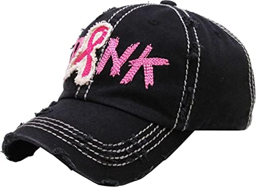 מודעות לסרטן שד של ג'ונקי פאנקי לוגו סרט סרט ורוד תקווה כובע בייסבול מגורר