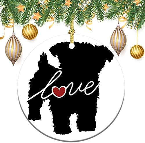 קישוטי חג המולד, יורקיפו יורקי פודל פודל אהבה קישוט עץ תלייה מתנה לעיצוב למשפחות חברים, 3 אינץ '