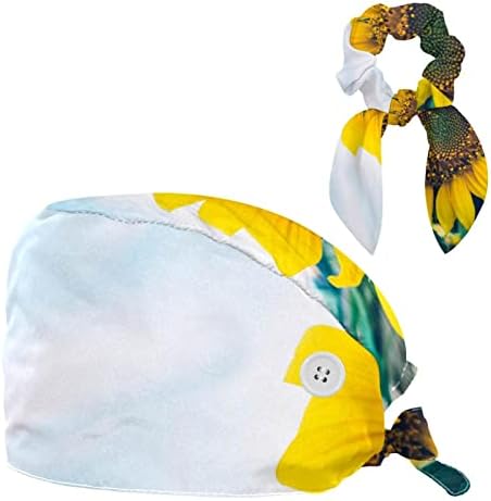 כובע עבודה מתכוונן עם כפתור, צמח חמניות בקיץ כובעי כובע כובעי, כובעי קשירה לאחור עם שיער קשת מקושק