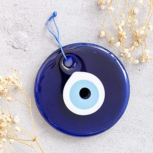 ארבולוס 5 זכוכית כחול עין רעה קיר תלוי קישוט - עיצוב עיניים מרושע - קמיע נצאר בעבודת יד טורקית - קסם הגנה על הבית