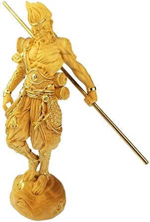 זמטאק קוף זהב קינג קינג משובץ עץ זהב פסל שמש שמש ווקונג סין בובת מתנה פסלון בית קישוטי קיר מגולפים דקורס -