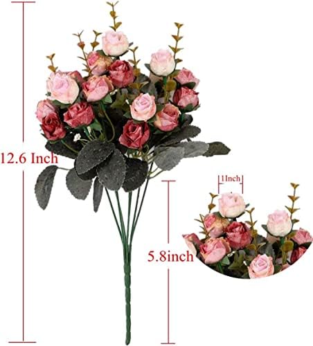חבילת הודה של 4, פרחים מזויפים של משי מלאכותי זר עיצוב פרחוני ורד, זר עיצוב פרחים,
