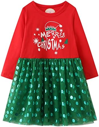 שמלת ילדות פעוטות של היללנג שרוול ארוך שרוול חורף בגדי חג המולד כותנה כותנה משחקי משחק מזדמנים שמלות תלבושת