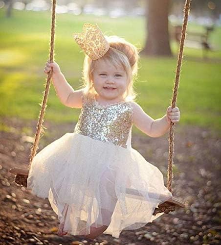 טופמייקר קוטור זהב נצנצים גליטר פרח ילדה מסיבת יום הולדת שמלה