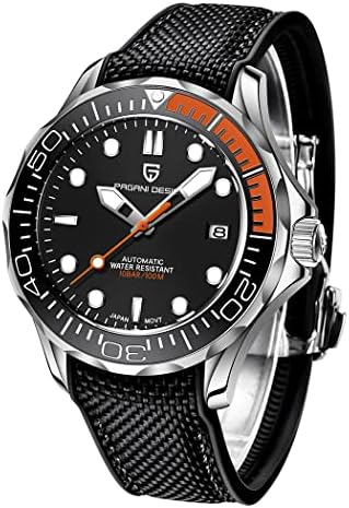 שעון מכאני של גברים עיצוב יד שעון צלילה פלדה בהירה תנועה יפנית ספיר קריסטל תצוגת לוח שנה עסקי אופנה שעון 35