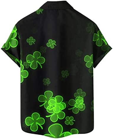 PDFBR St. Patrick's Day''s Mens כפתור למטה חולצות שרוול קצר חוף מזדמן צמרות גרפיות ירוקות רגילות