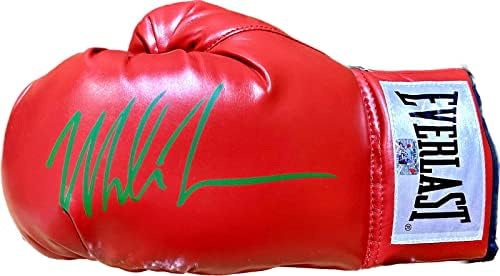 מייק טייסון חתם שמאל אדום אברלאסט כפפת מייק טייסון בלעדי הולוגרמה ירוק-חתום אגרוף כפפות