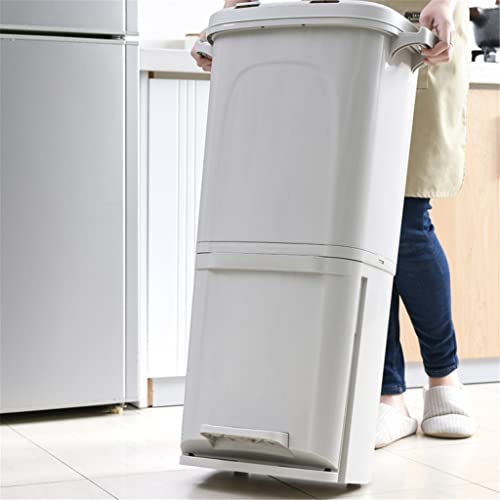 רטוב יבש הפרדת אשפה יכול דוושת אחסון גדול 2 שכבות אשפה יכול לחסוך מקום מטבח ביתי פסולת סל