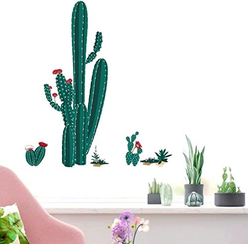 מדבקות קיר קקטוס דבקות צמחים ירוקים פרחים ויניל מדבקה קליפה ומקל אמנות ביתית PVC ציורי קיר לחדר