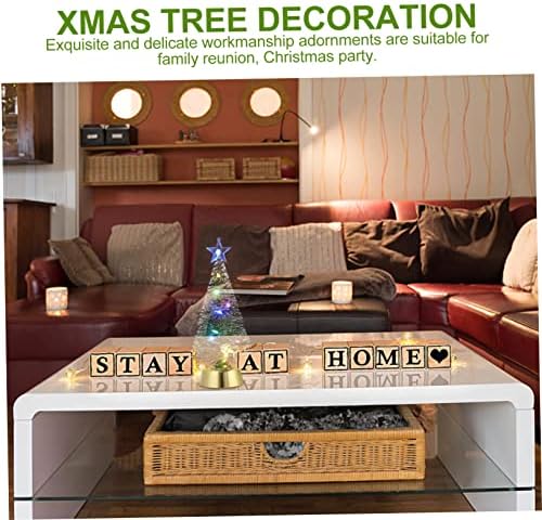 AMOSFUN 2 PCS זוהר עץ חג המולד חלון חלון עיצוב חג המולד שולחן עבודה שולחן עבודה עץ עץ קישוט עץ חג המולד קישוט