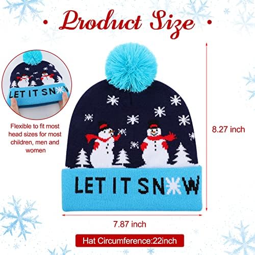 אורזום 9 חתיכות הוביל חג המולד כפת כובעי יוניסקס חג המולד חג המולד עץ שלג סרוג כובע סוודר מכוער מסיבת כובע