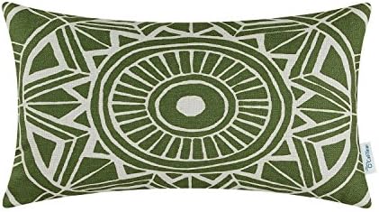 מארז כיסוי כרית קנבס קליטלי לספה ספה קישוט ביתי קומפין מודרני גיאומטרי 12 x 20 אינץ 'ירוק זית