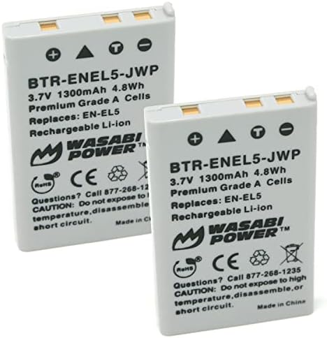 סוללת חשמל Wasabi עבור ניקון EN-EL5 ו- Nikon Coolpix 3700, 4200, 5200, 5900, 7900, P3, P4, P80, P90, P100, P500,