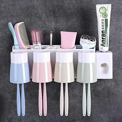 LIXFDJ קיר אמבטיה רכוב מברשת שיניים, משחת שיניים אוטומטית מתקן מברשת שיניים מברשת שיניים, לשיש מקלחת
