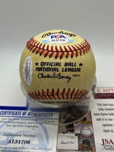 אדי מת'וס מילווקי ברייבס חתום על חתימה רשמית MLB בייסבול PSA DNA *6 - כדורי בייסבול עם חתימה