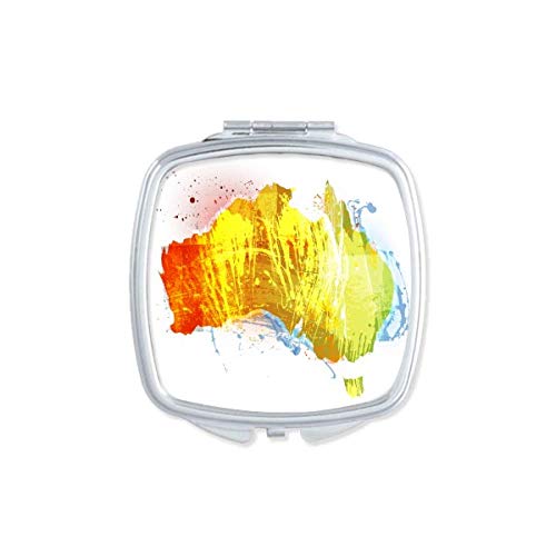 אוסטרליה צבעוני מפת איור דפוס מראה נייד קומפקטי כיס איפור כפול צדדי זכוכית