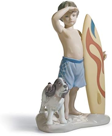 צלמיות ה- Lladró Surf של הילד. דמות גלישת חרסינה.