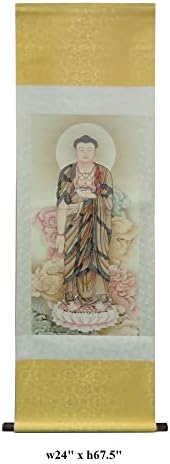 Orientliving יד סינית צבועה בודהה סקיאמוני מגילה ציור AJZ189