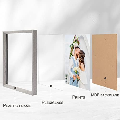 Addmes 11 מסגרות תמונות חבילות מוגדרות לקולאז 'קיר גלריה - מסגרות צילום בסגנון עץ אפור לעץ לשולחן עבודה או קיר,