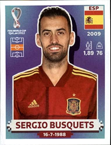 2022 גביע העולם של פאניני מדבקת קטאר ESP15 Sergio Busquets Group E Spain Mini Stecter Card