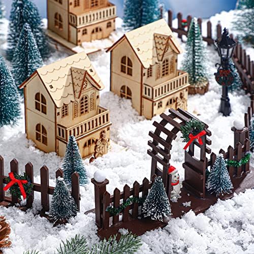 5 יחידות חג המולד כפר דקורטיבי גדרות כניסת שער מואר צלמית חג המולד זר עץ כלונסאות גדר שלג אביזרי