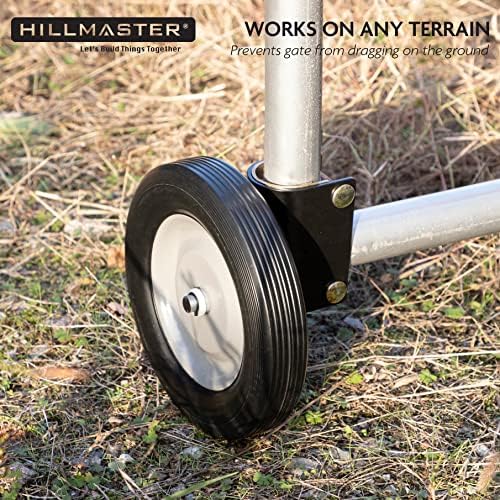 Hillmaster Heavy Duty 8 אינץ 'גלגל שער שער ערכת גלגלים עם מסגרות שער של 1-5/8 דרך 2, שער עמיד שער עוזר גלגל