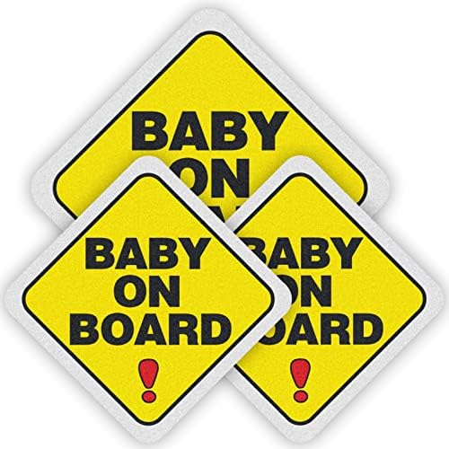 תינוק על לוח מדבקת סימנים עבור מכוניות, רעיוני תינוק על לוח מדבקה למכוניות,3 יחידותלבן קצה