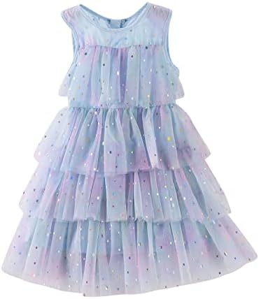 לבוש הרשמי עבור בנות פעוטות בנות ללא שרוולים דוט פאייטים ראפלס טול נסיכת שמלת ריקוד מסיבת שמלות בגדים