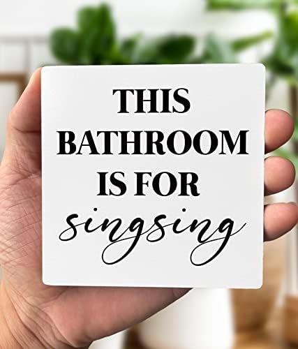 שלט עץ אמבטיה, חדר אמבטיה זה לשלט שירה, לוח עם עמדת עץ, מתנת שלט עץ אמבטיה, עיצוב אמבטיה מצחיק, תפאורה