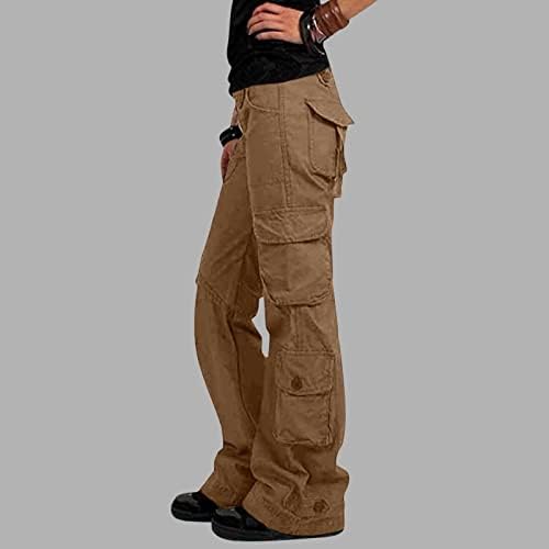 מכנסי מטען לנשים, מכנסי מטען רחבים, מכנסי מטען מכנסיים וינטג 'עם כיסים רופפים מכנסיים ארוכים מכנסיים מכנסיים