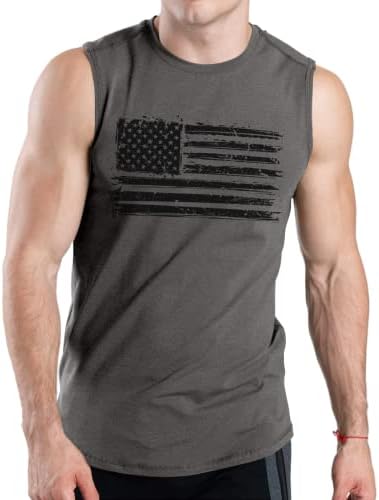 טנק שרירים של Blackteak לגברים גופית אמריקאית דגל אמריקאי
