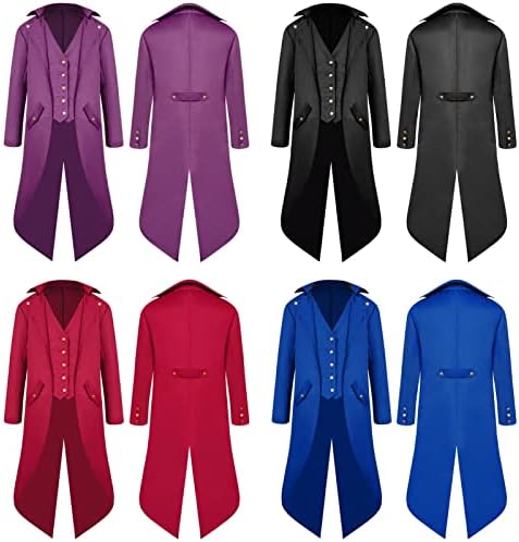 מעיל זנב של Hariumiu Gentleman צבע אחיד שרוולים ארוכים עם בגדי חוץ חיצוניים גותיים חזה חזה מפוצל