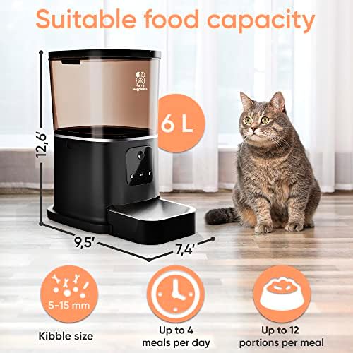 מזין חתולים אוטומטי אלחוטי מזין חיות מחמד חכם 6 ליטר מתקן מזון לחתולים לכלבים בקרת אפליקציה חכמה יותר